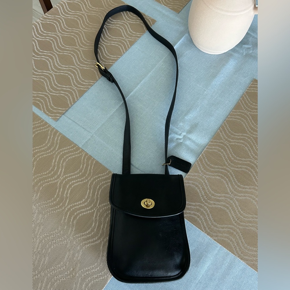 RARE Coach VINTAGE Black Leather Murphy Crossbody Shoulder Bag 1990’s (NICE)